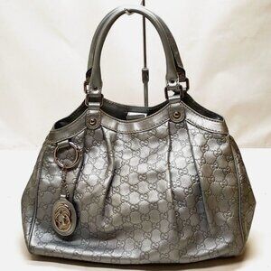 GUCCI Guccissima Medium Sukey Tote Silver